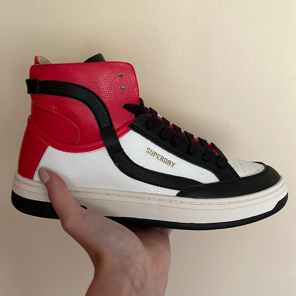 Superdry black, red, and white high tops